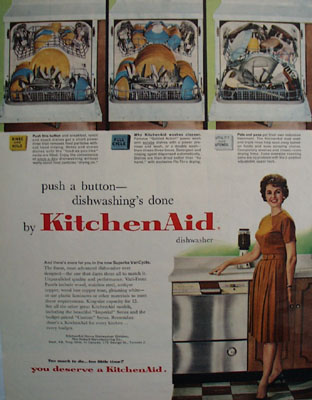 KitchenAid Dish Washer Push A Button Ad 1961