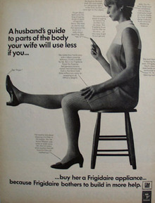 Frigidaire And Woman Seated On Stool Ad 1968
