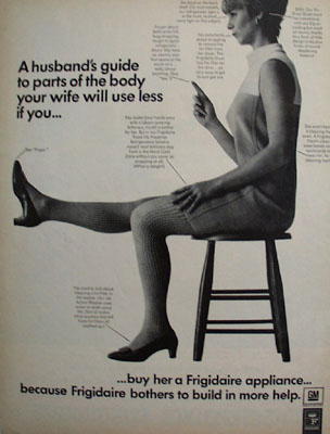 Frigidaire And Woman Seated On Stool Ad 1968