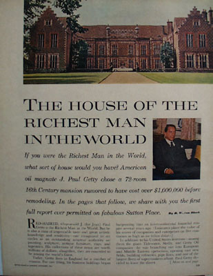 House of J Paul Getty Article 1961