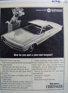 Chrysler Year End Bargain Ad 1966