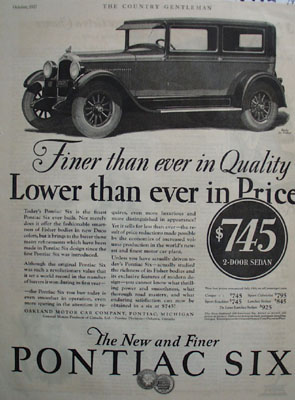 Pontiac Six Finer Than Ever In Quality Ad 1927