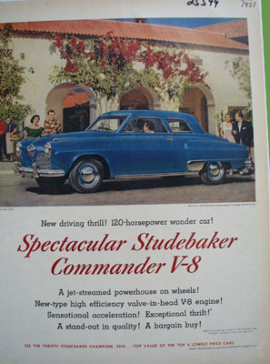 Studebaker Commander V8 Spectacular Ad 1951