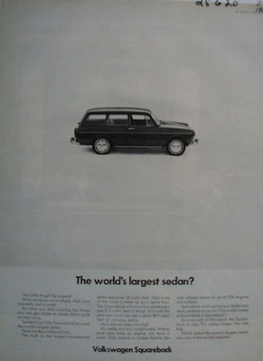 Volkswagen Squareback Largest Sedan Ad 1968