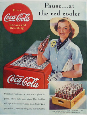 Coca Cola Pause At The Red Cooler Ad 1938