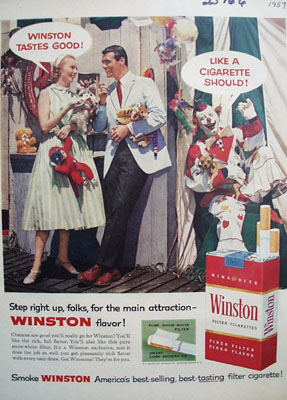 Winston Couple and Clown Ad 1957