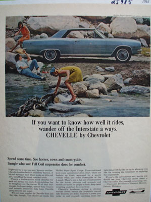 Chevrolet Chevelle Wander Off Interstate Ad 1965