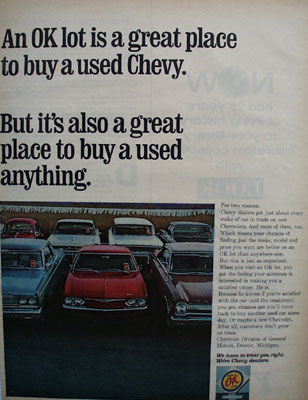 Chevrolet OK Lot to Buy Used Chevy Ad 1967