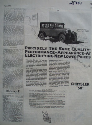 Chrysler Electrifying New Lower Prices Ad 1926