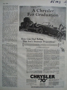Chrysler For Graduation Ad 1926