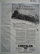 Chrysler For Graduation Ad 1926