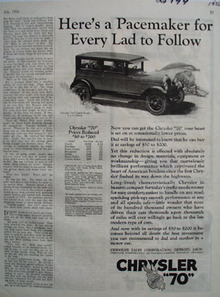 Chrysler A Pacemaker to Follow Ad 1926