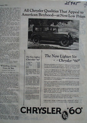 Chrysler Qualities That Appeal Ad 1926