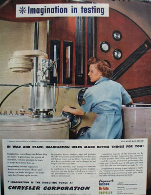 Chrysler Imagination In Testing Ad 1945