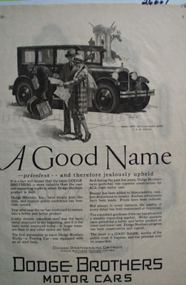 Dodge Bros A Good Name Ad 1926