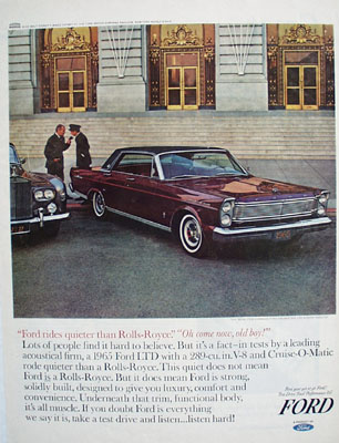 Ford Rides Quieter Than Rolls Royce Ad 1965