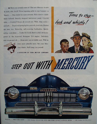 Mercury Time to Stop Look Whistle Ad 1945
