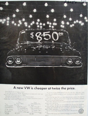 Volkswagen A New VW Is Cheaper Ad 1965