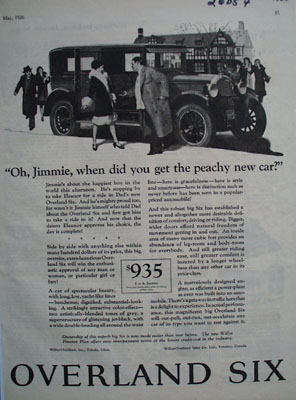 Overland Six Jimmie And His Peachie Car Ad 1926