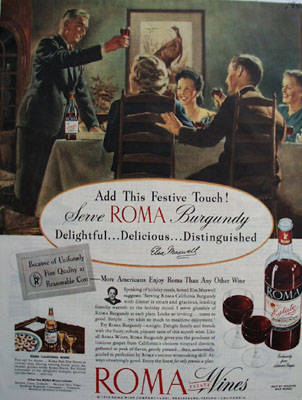Roma Wine Elsa Maxwell Festive Touch Ad 1945