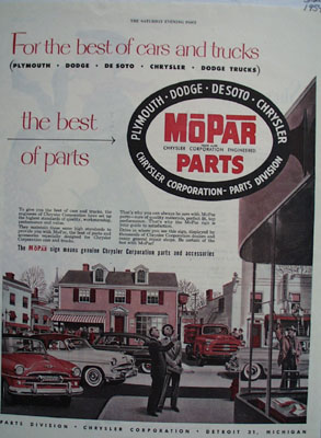 Mopar Parts For Best Cars And Trucks Ad 1954