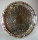 W M Rogers Tray, Silverplate, feather and fan design