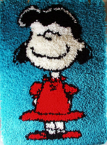 Lucy from Peanuts latch hook rug.