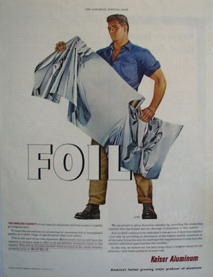 Kaiser Aluminum Man Holding Aluminum Foil Ad 1954