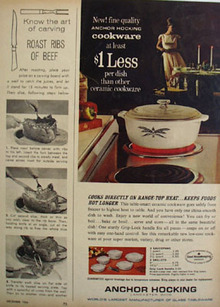 Anchor Hocking Keeps Foods Hot Longer Ad 1964