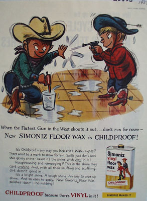 Simoniz Little Cowboys and Squirt Guns Ad 1959
