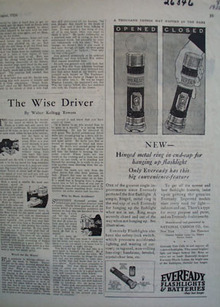 Eveready Flashlight Metal Ring For Hanging Ad 1926