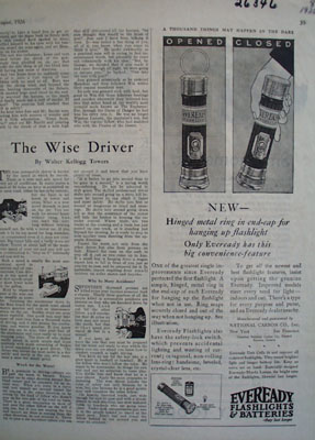 Eveready Flashlight Metal Ring For Hanging Ad 1926