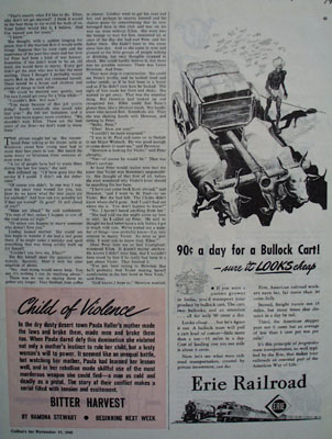 Erie Railroad 90 cents Day For Bullock Cart Ad 1945