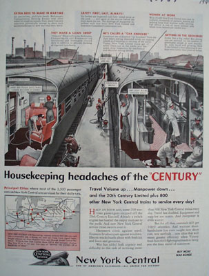 New York Central Housekeeping Headaches Ad 1944