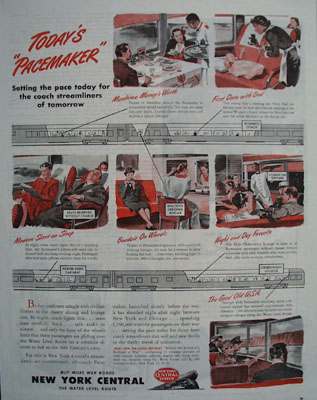 New York Central Todays Pacemaker Ad 1945