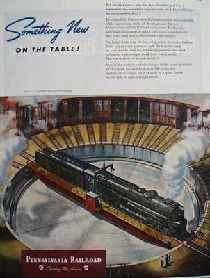 Pennsylvania Railroad Something New On Table Ad 1945