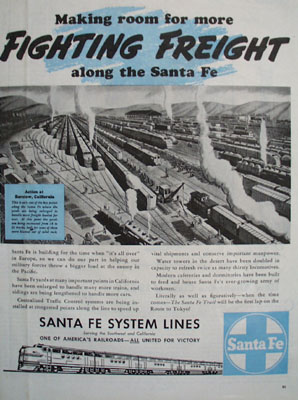 Santa Fe System Line Fighting Freight Ad 1944