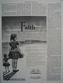 Texas Ad Pacific Railway Faith Ad 1954