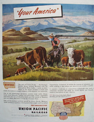 Union Pacific RR Promotes State of Montana Ad 1945