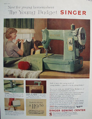 Singer Sewing Center Young Budget Ad 1959