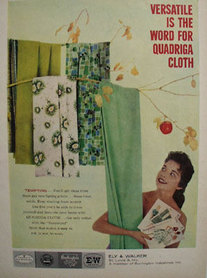 Quadriga Cloth is Versatile Ad 1958