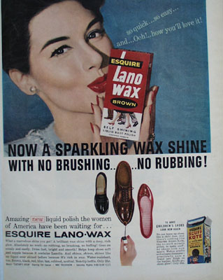 Esquire Lano Wax With No Brushing Ad 1957