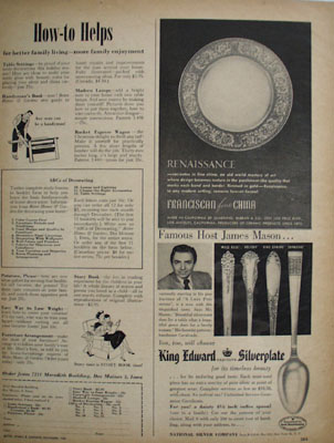King Edward Silverplate And James Mason Ad 1951