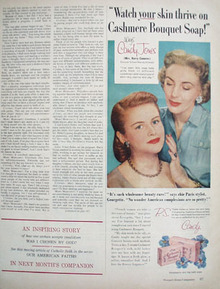 Cashmere Bouquet Soap And Mrs. Harry Conover Ad 1954