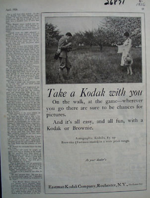 Eastman Kodak Take A Kodak With You Ad 1926