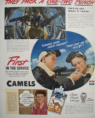 Camels Pack A One Two Punch Ad 1944