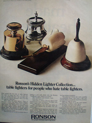 Ronson Hidden Lighter Collection Ad 1968