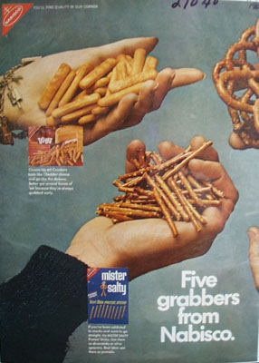Nabisco Misty Salty Pretzels Fie Grabbers Ad 1968
