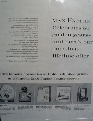 Max Factor 50 Years of Beauty Ad 1959