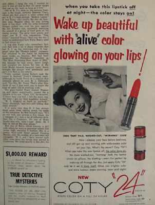 Coty Lipstick Wake Up Beautiful Ad 1955